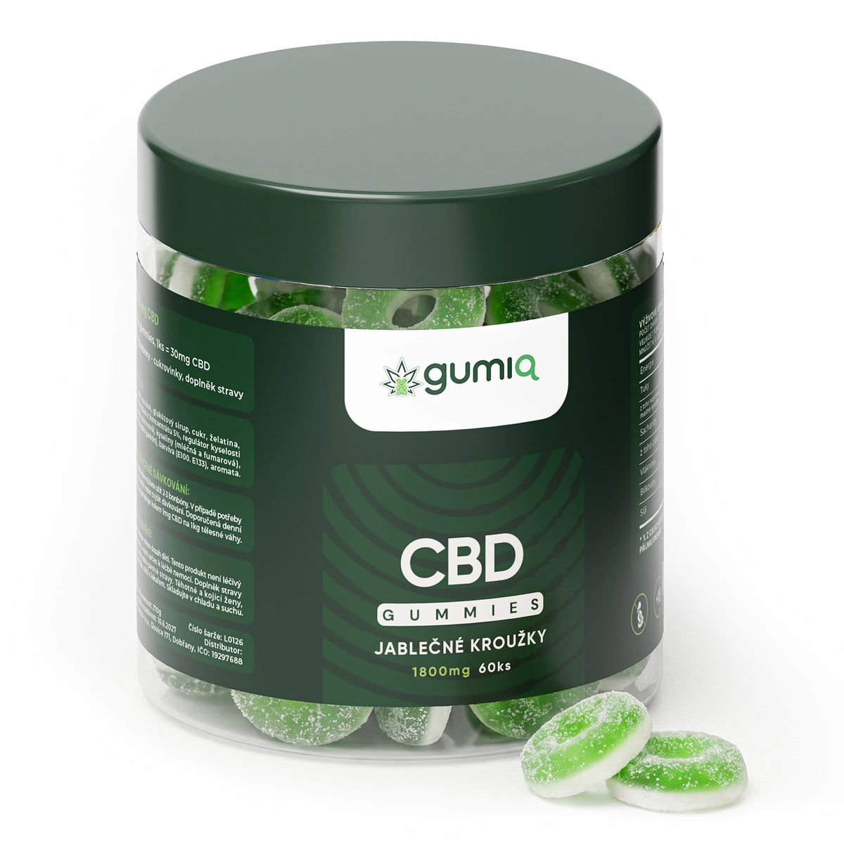 CBD Jablečné kroužky 60ks (1800mg)