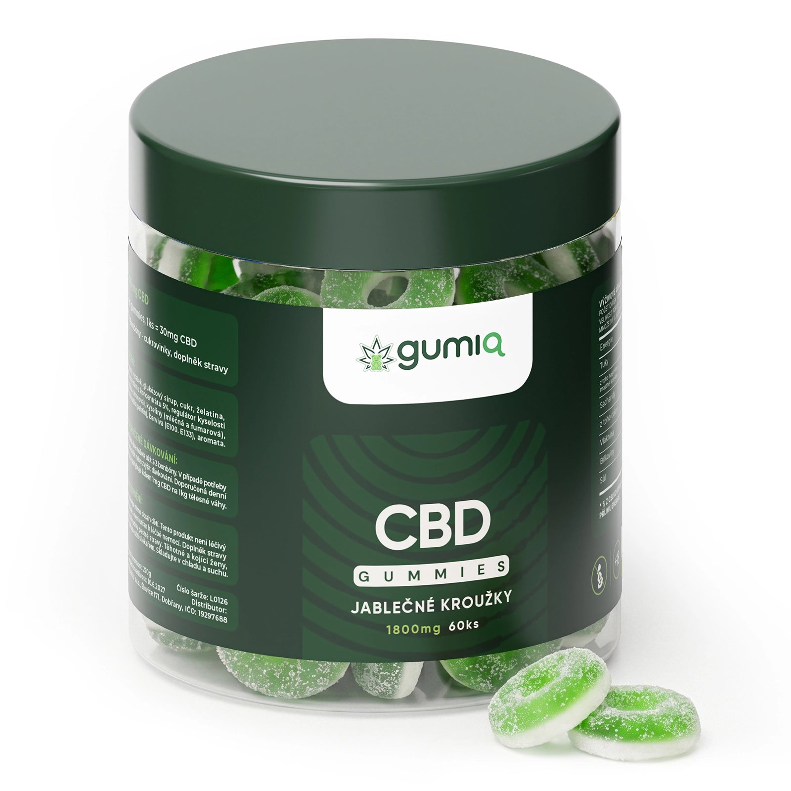 CBD Jablečné kroužky 60ks (1800mg)